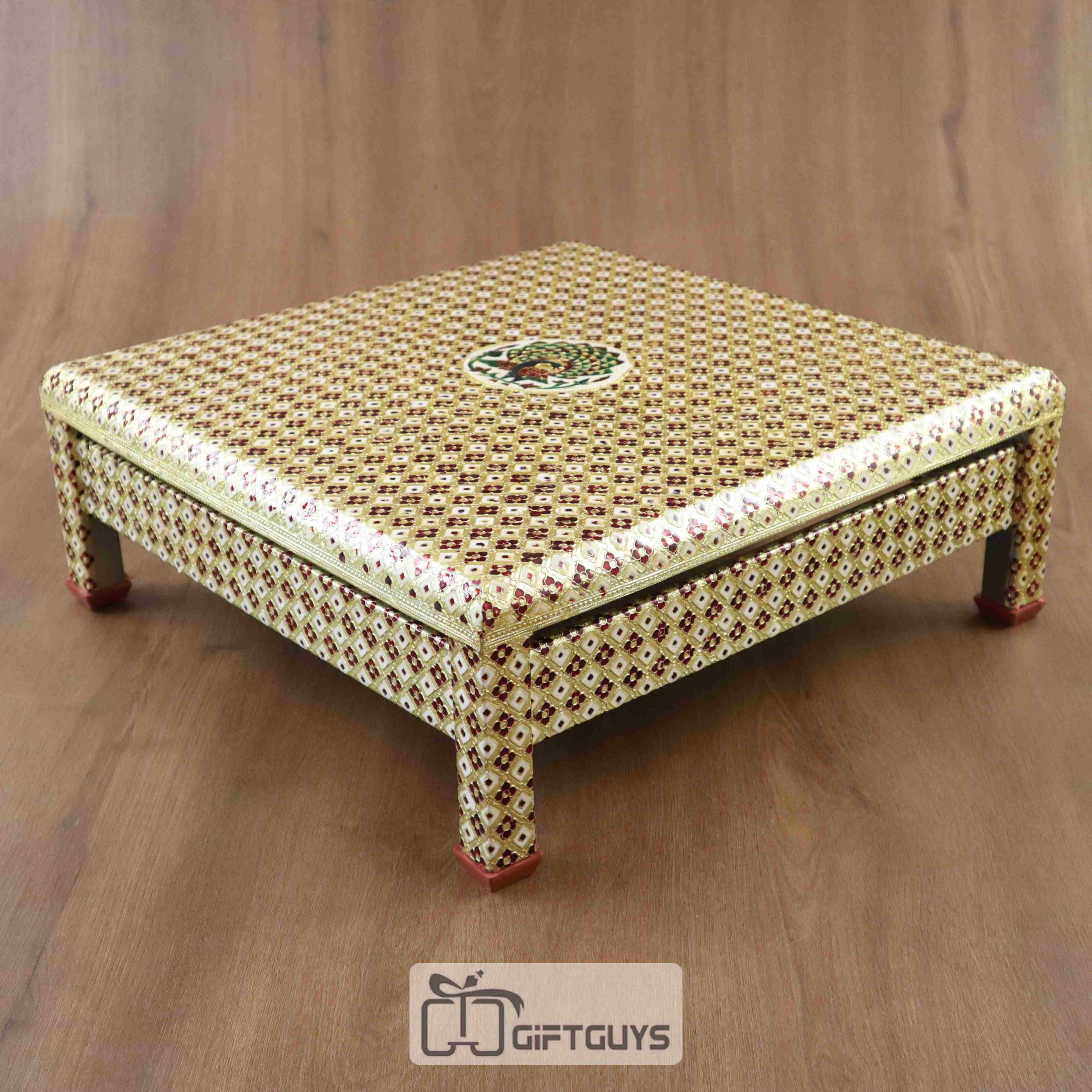 Meenakari SS Pooja Chowki 18 X 18 inch