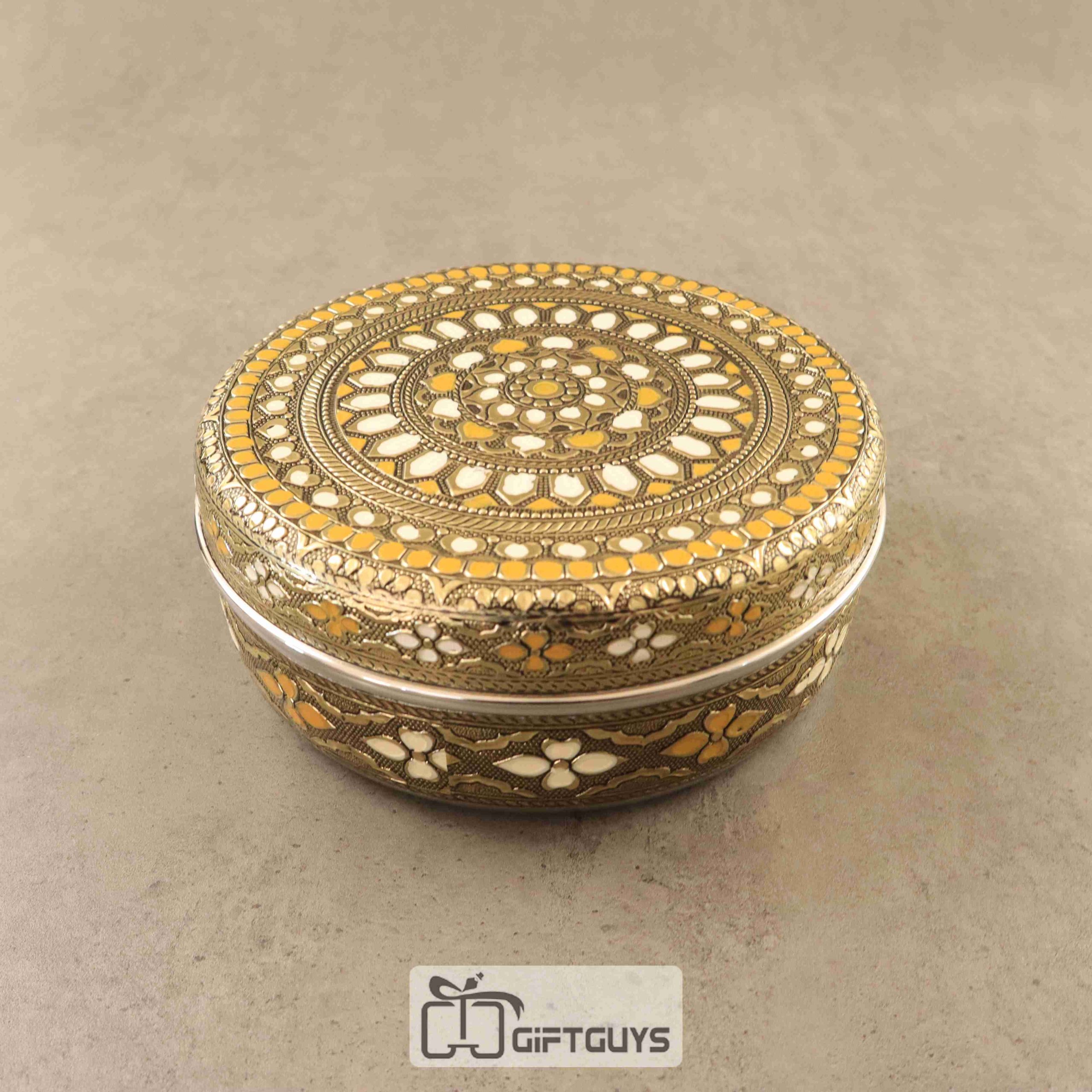 Oxidised Meenakari Steel Box 6.5 inch