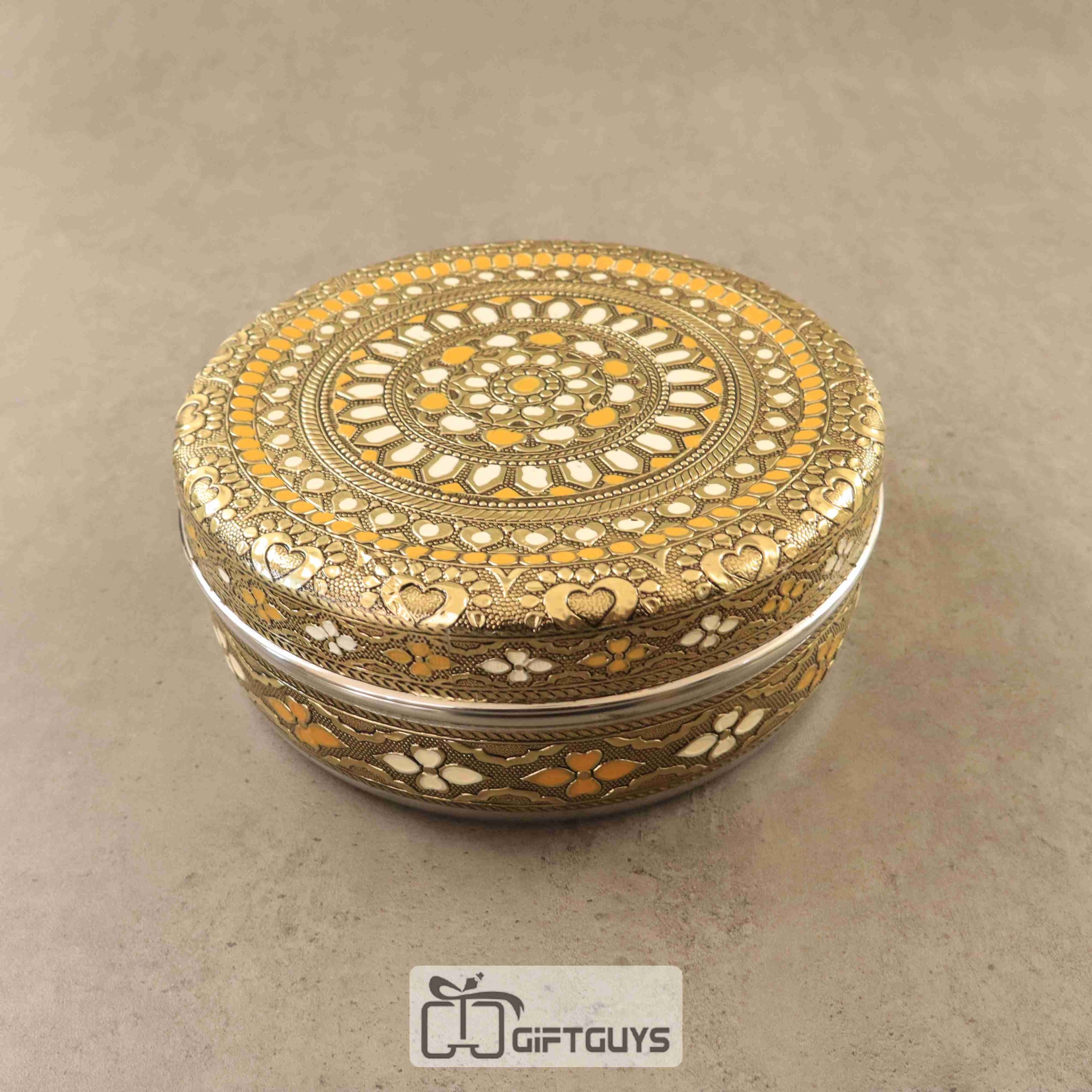 Oxidised Meenakari Steel Box 7 inch