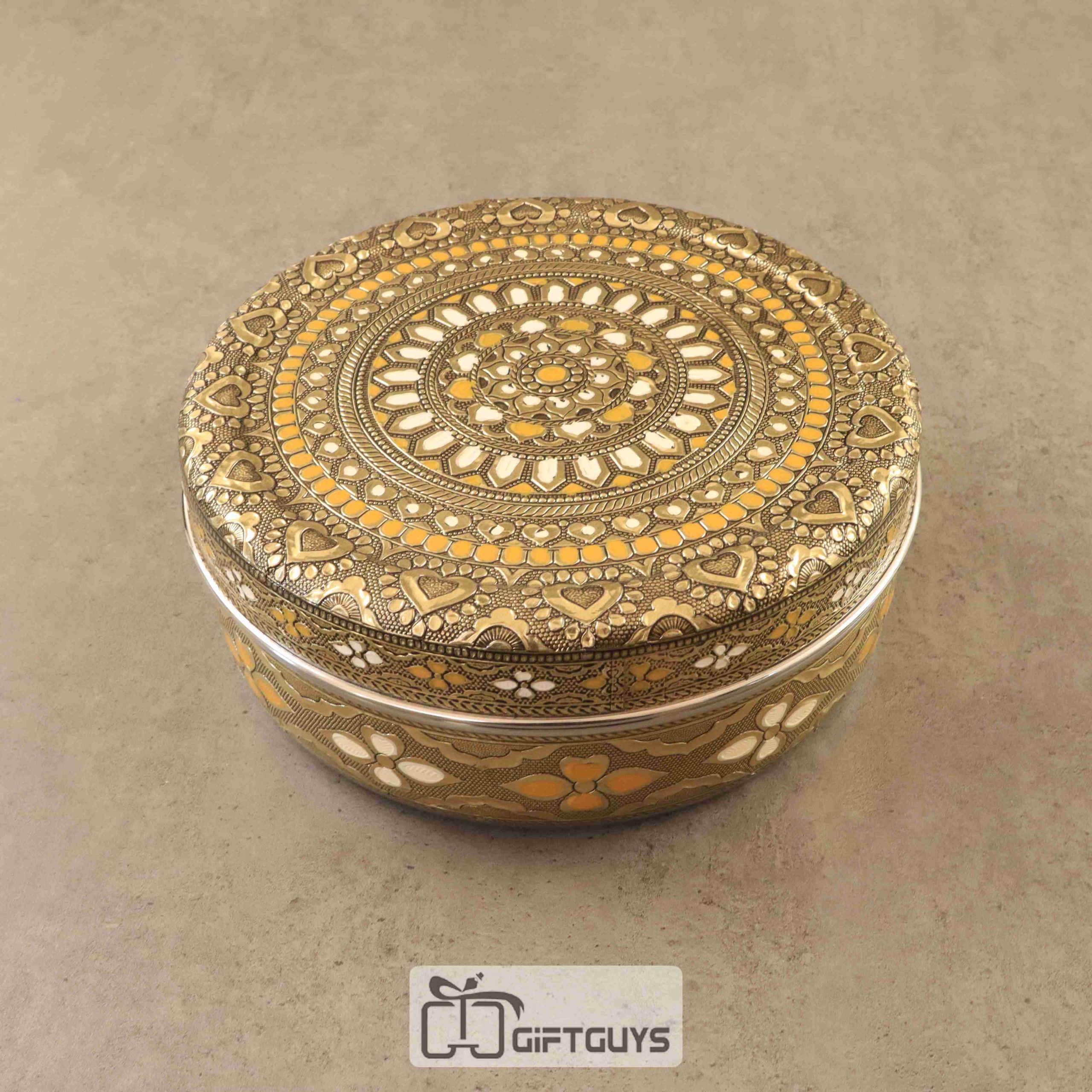 Oxidised Meenakari Steel Box 8 inch