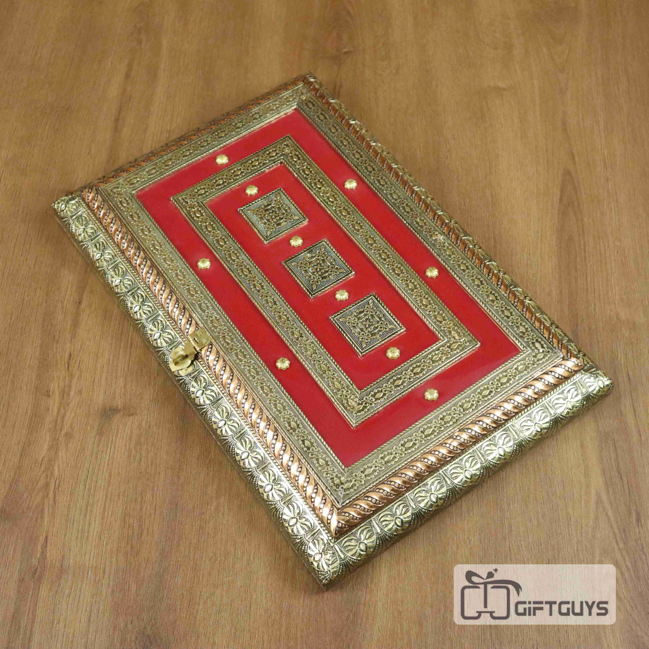 Wooden Oxidised Red Finished Dryfruit Box