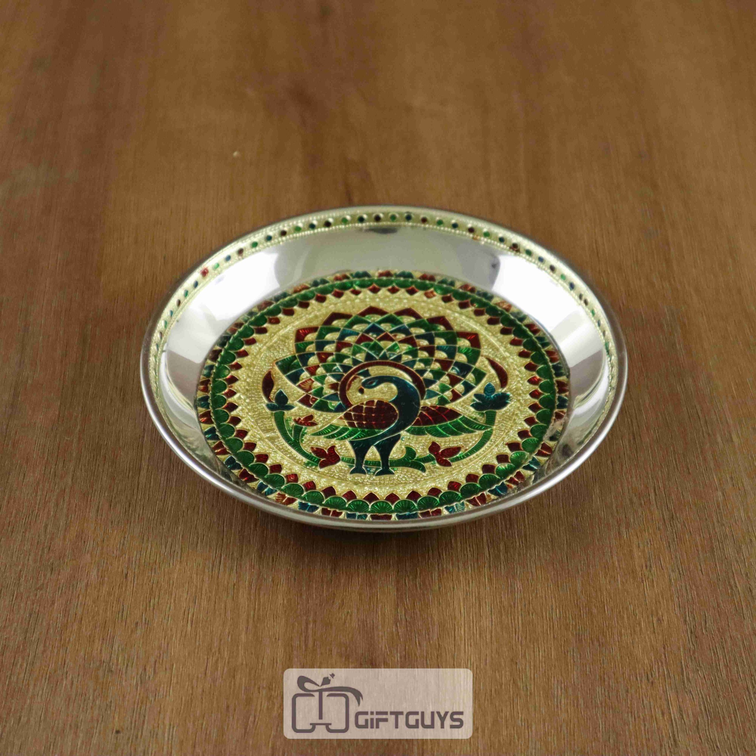 Meenakri SS Pooja Plate ( 6.25 inch )