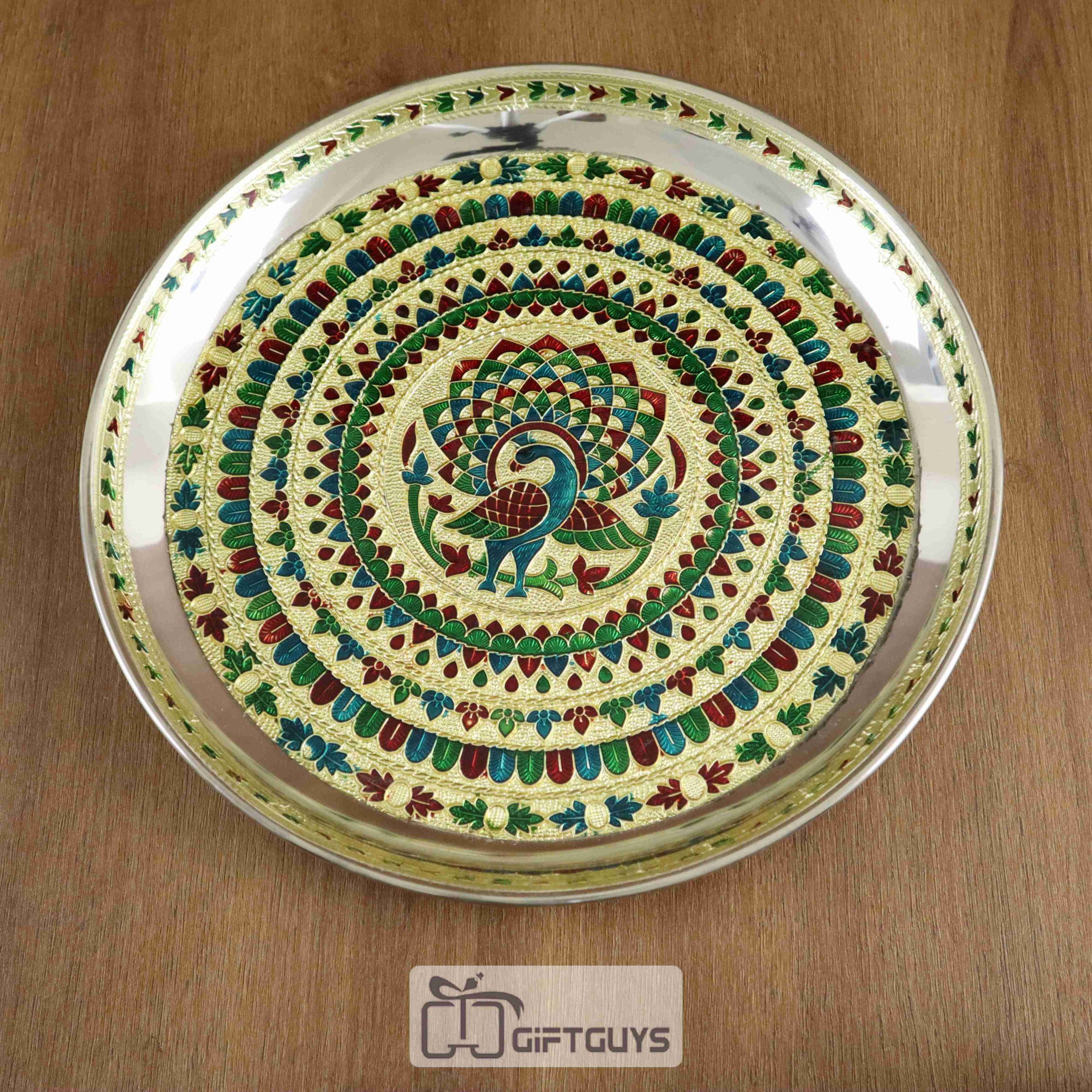Meenakari SS Pooja Plate ( 10 inch )