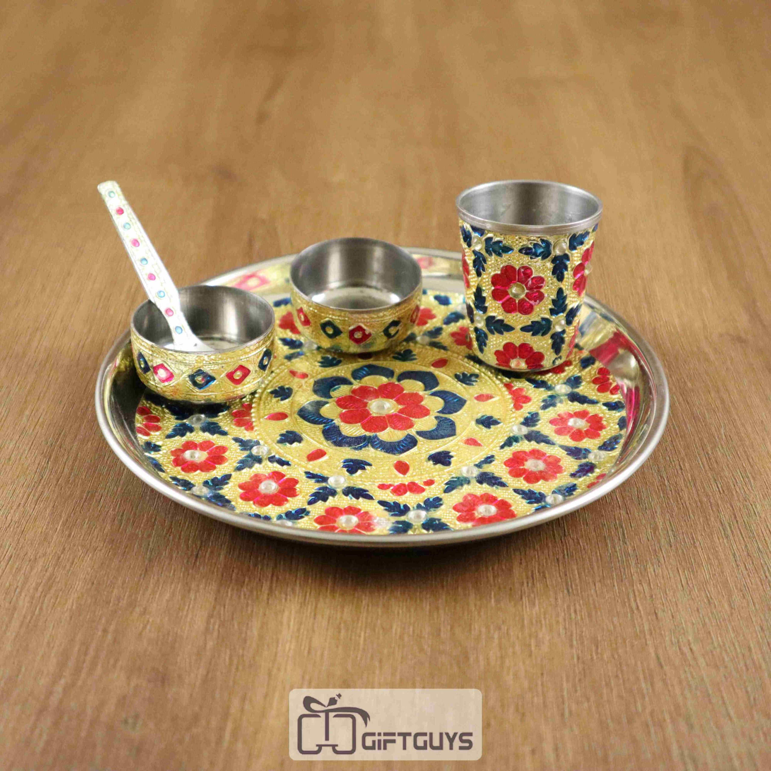 Meenakari Worked SS Plate Set