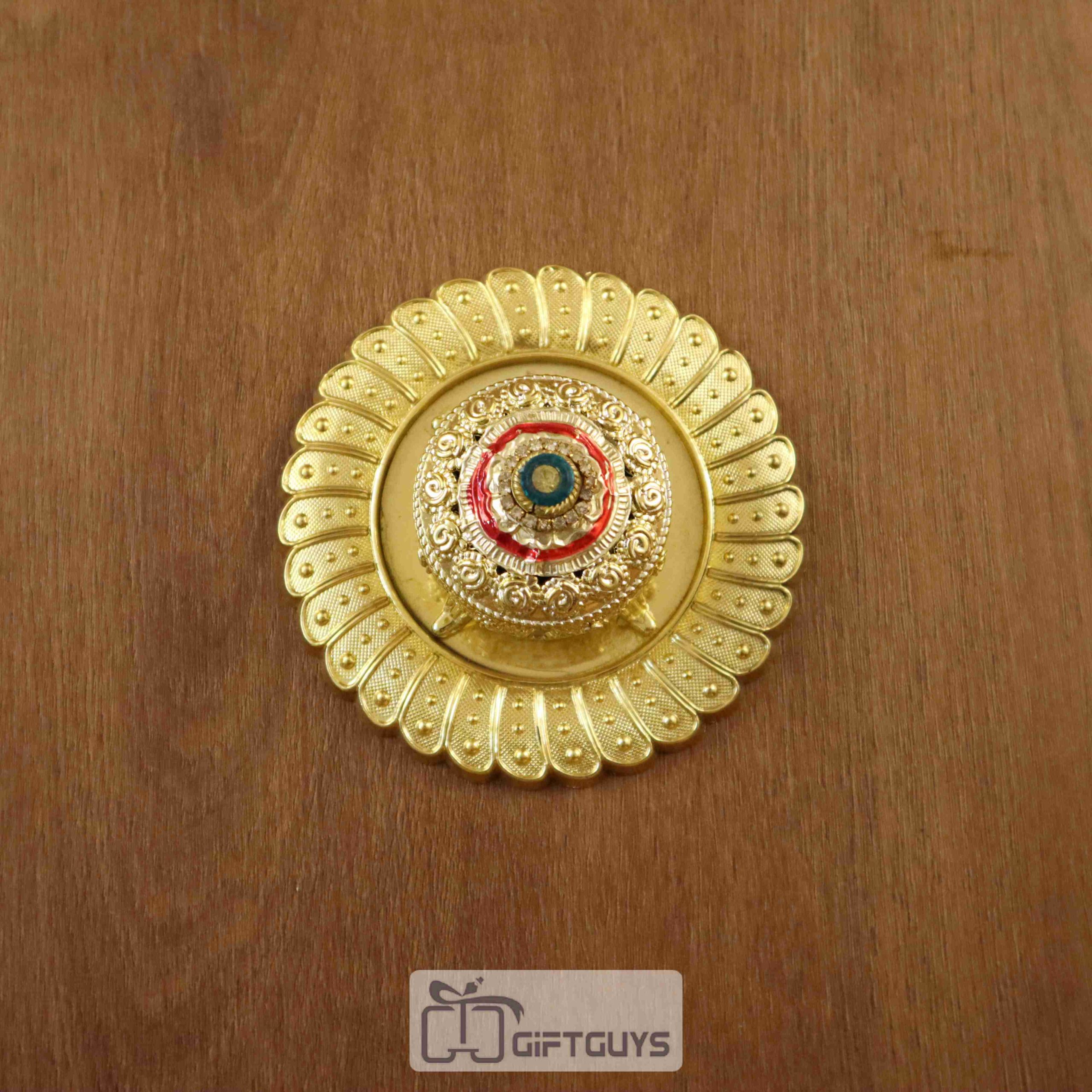 Vibrant Colour Stone Worked Kumkum Box