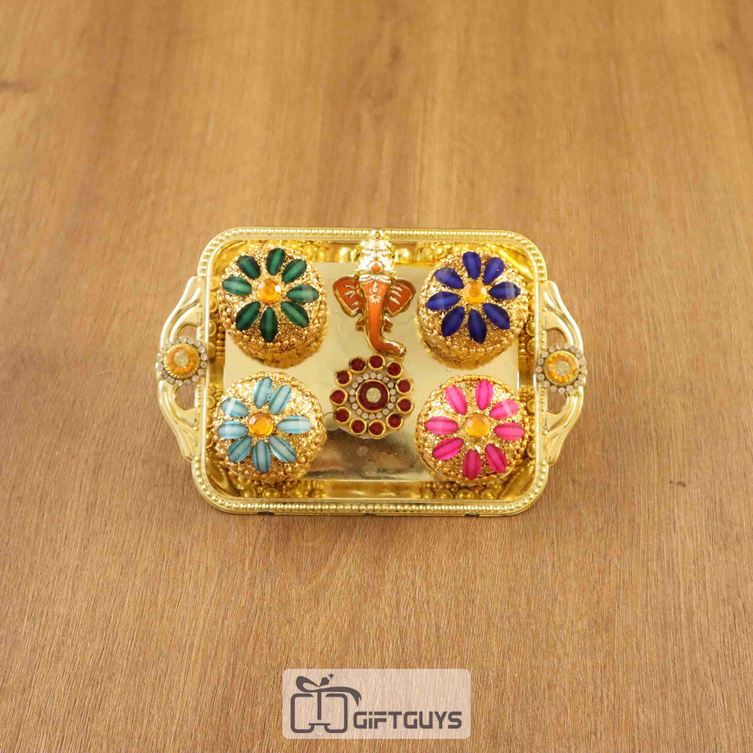 Kumkum Box With Ganpati Designed Tray