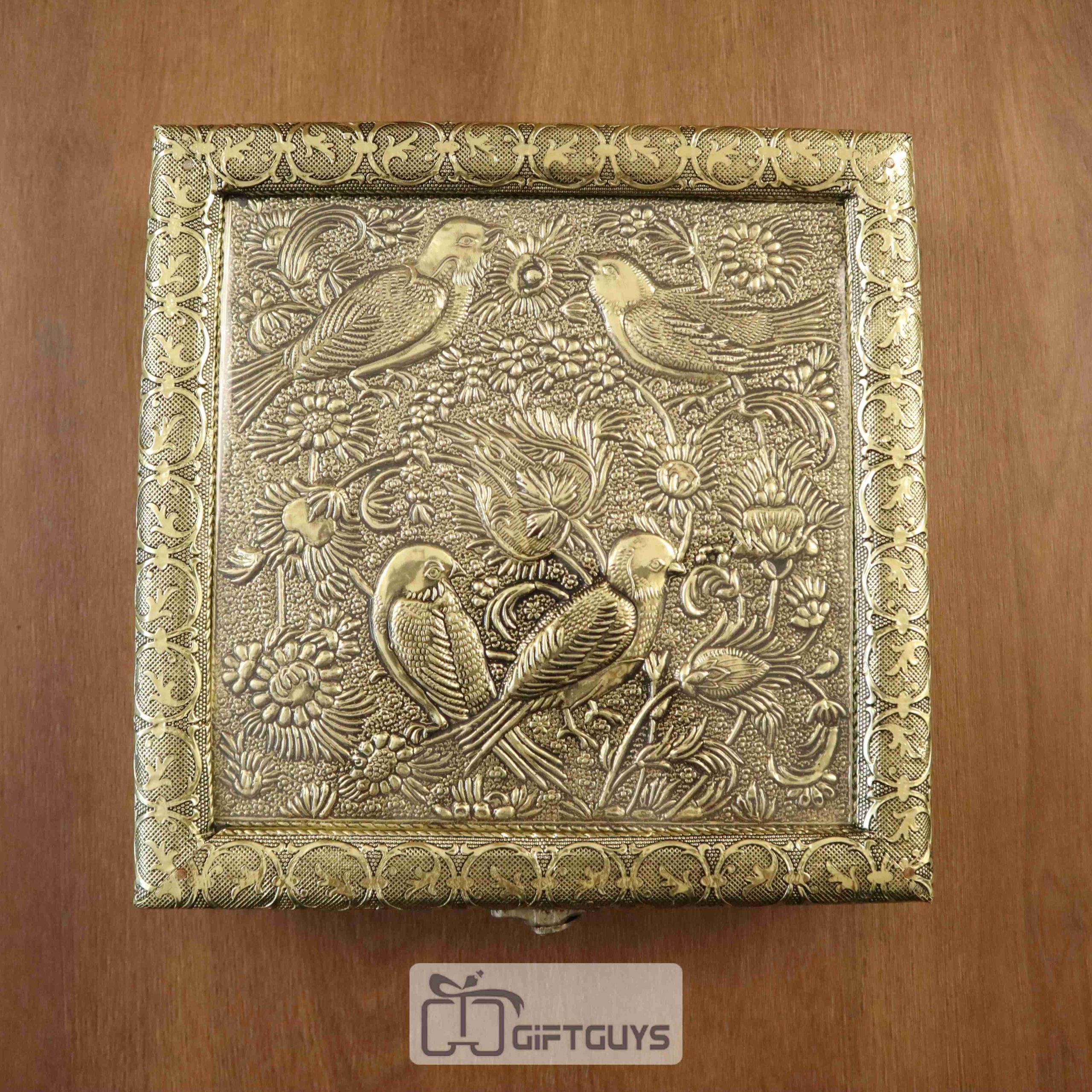 Wooden Oxidised Textured dryfruit Box 8 X 8 inch