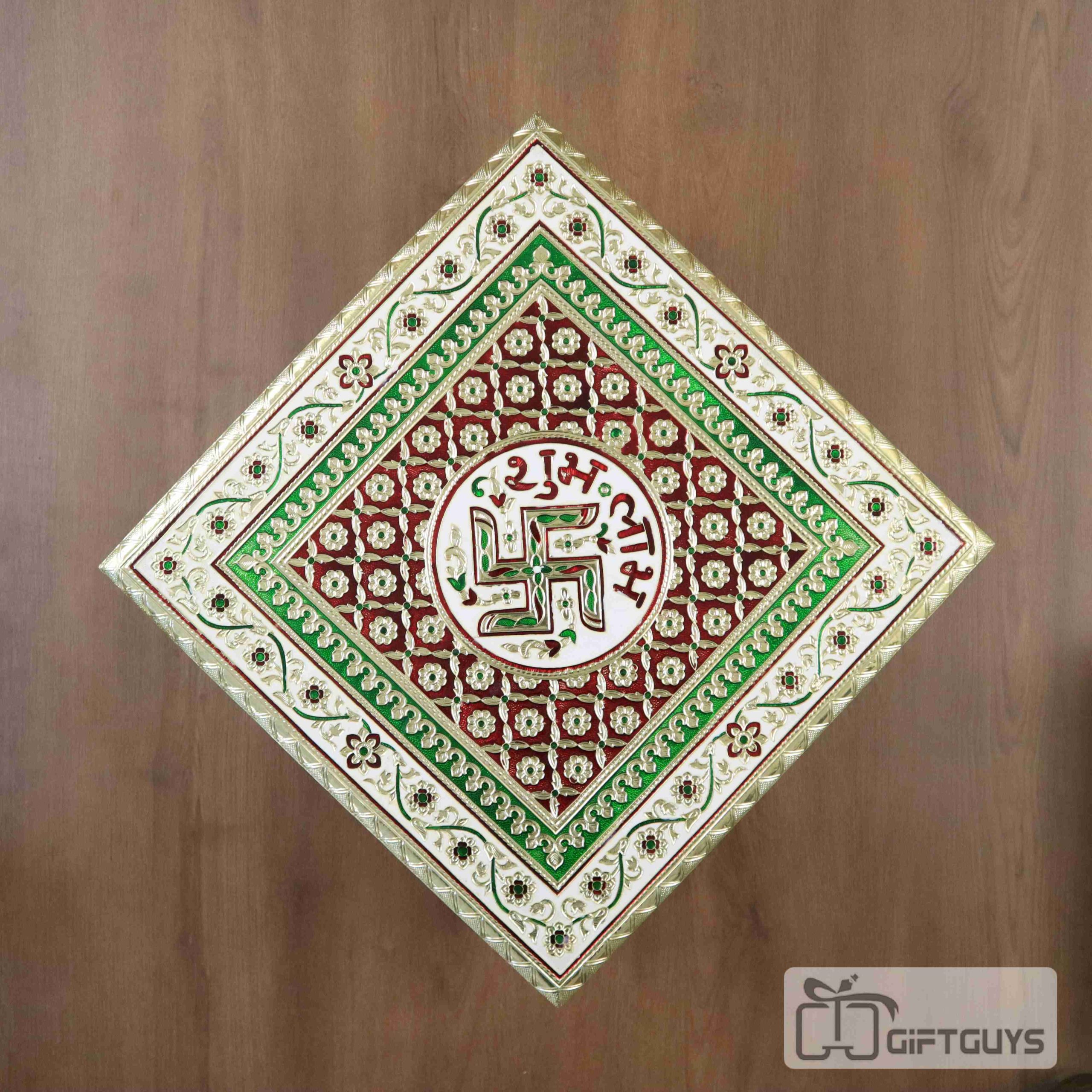 Meenakari Pooja Chowki 15 X 15 inch