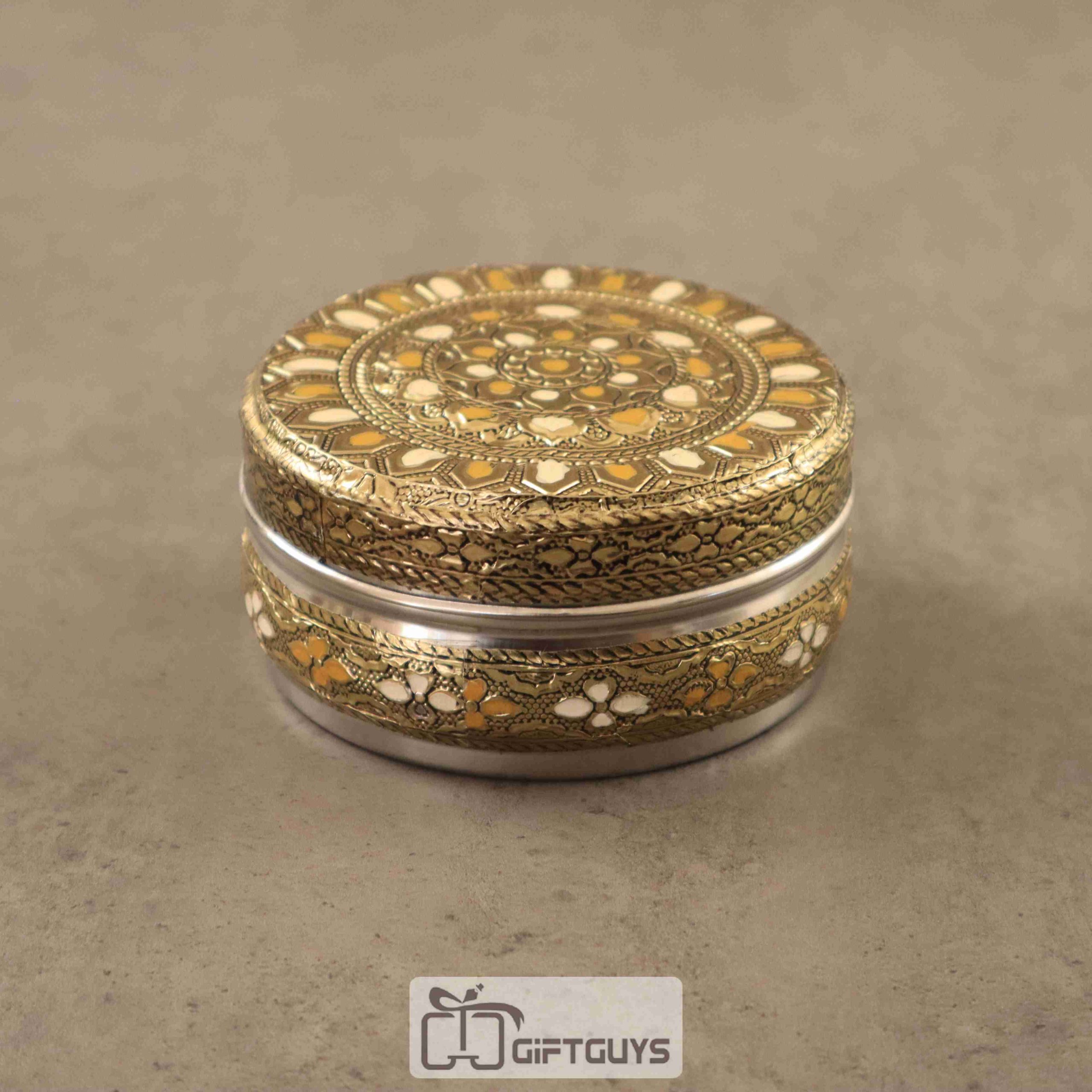 Meenakari Oxidised Steel Box 4 inch