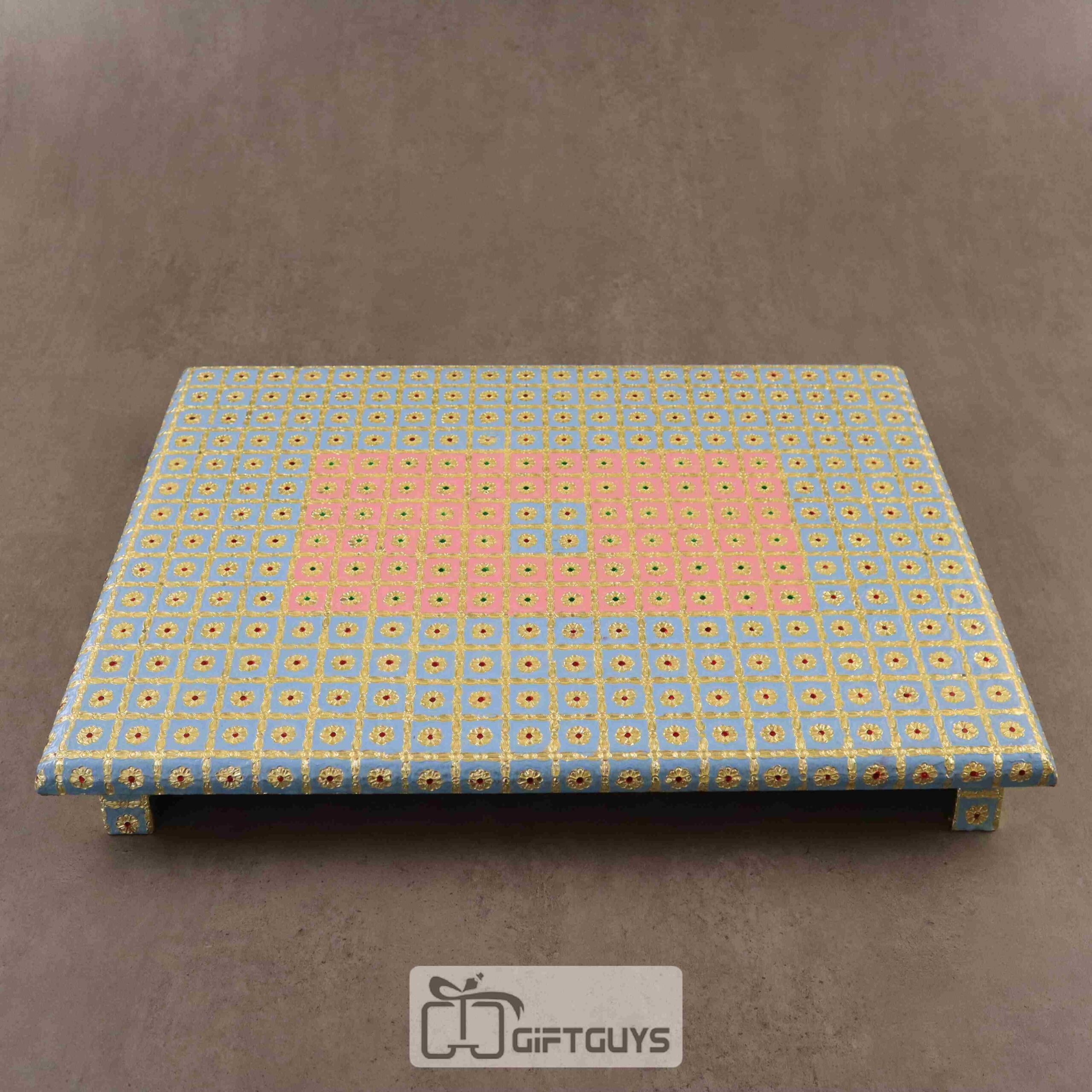 Meenakari Manai Light Blue And Pink 21 x 15 Inch