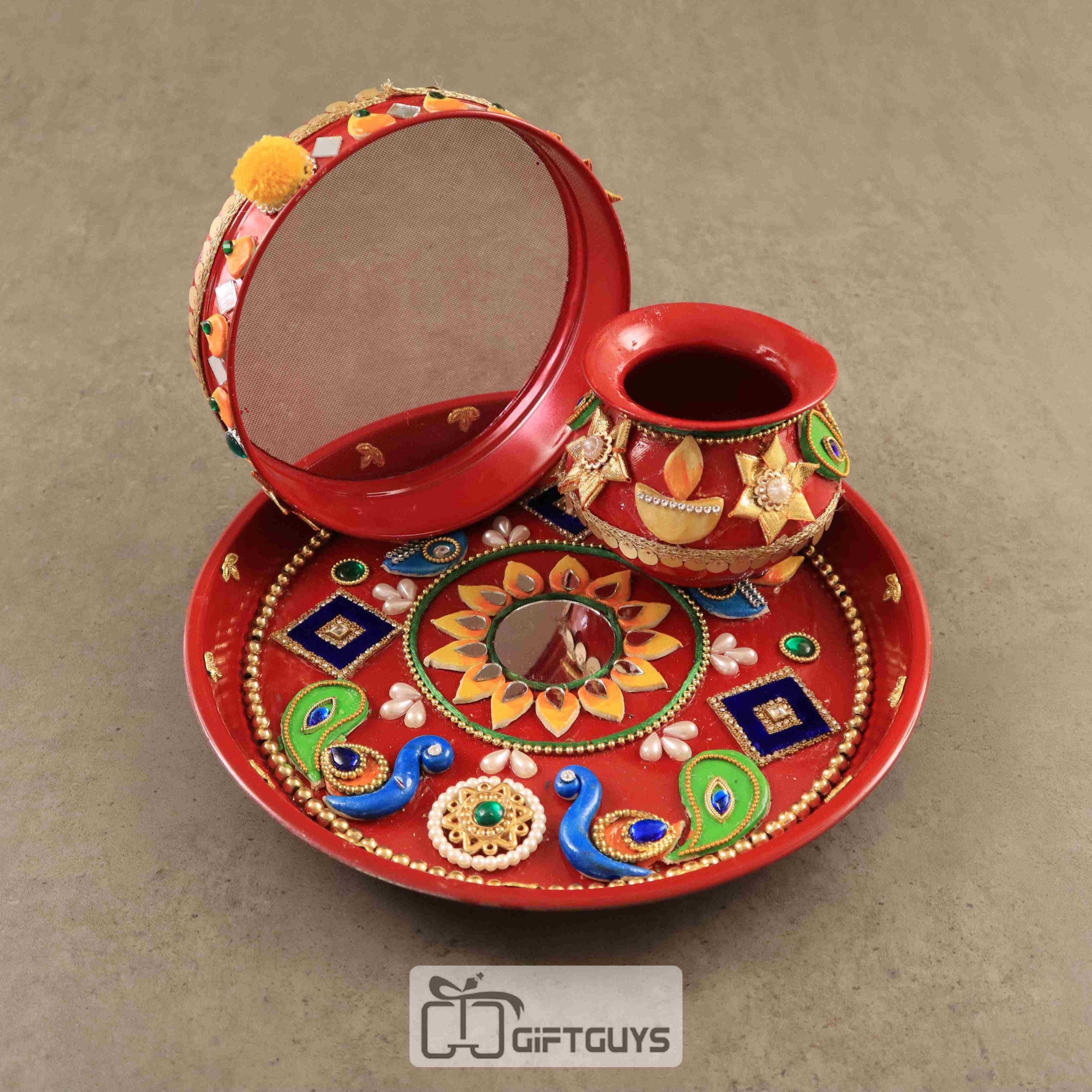 Hand Designed karvachuth Pooja Thali Set