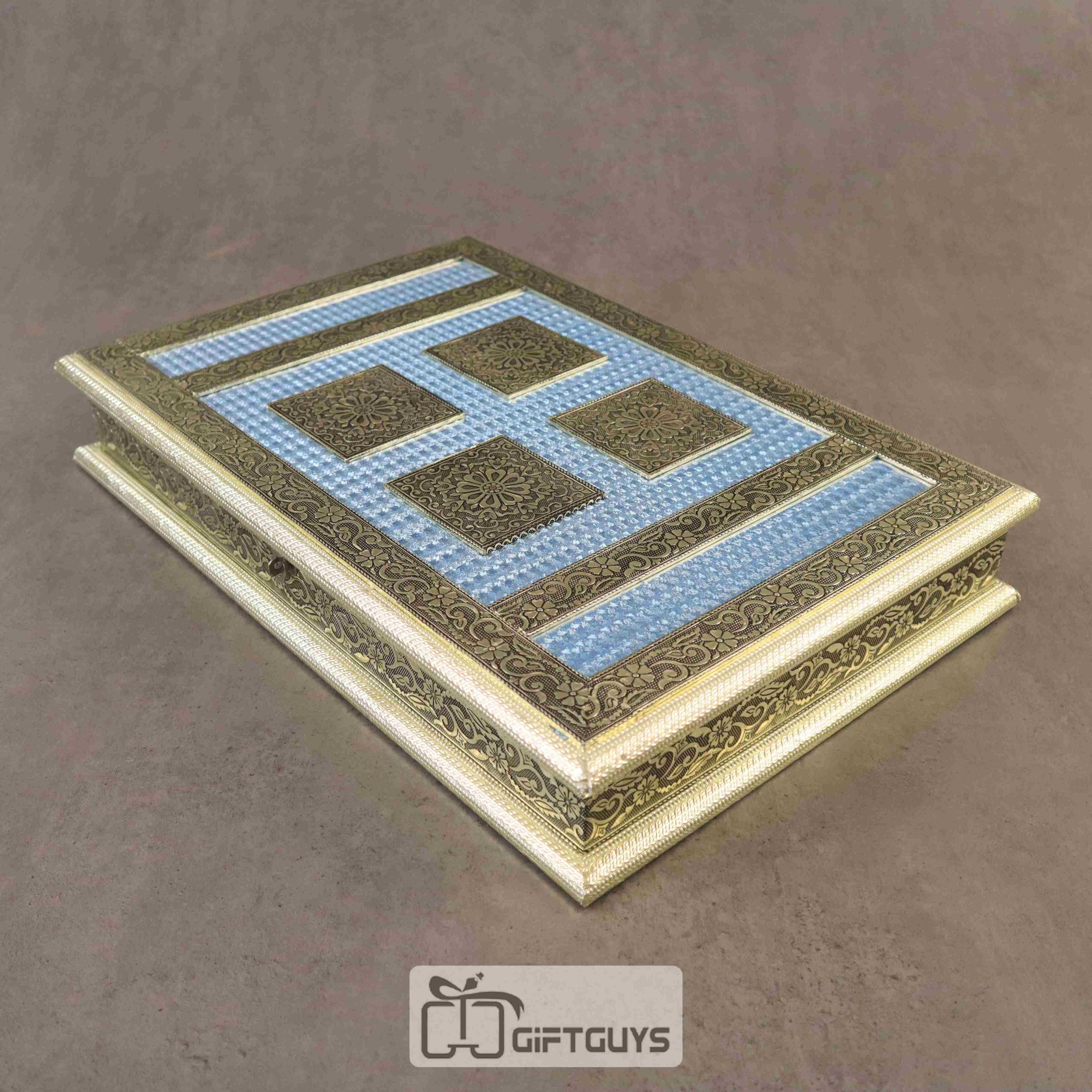 Blue oxidised Dryfruit Box 8 Compartment
