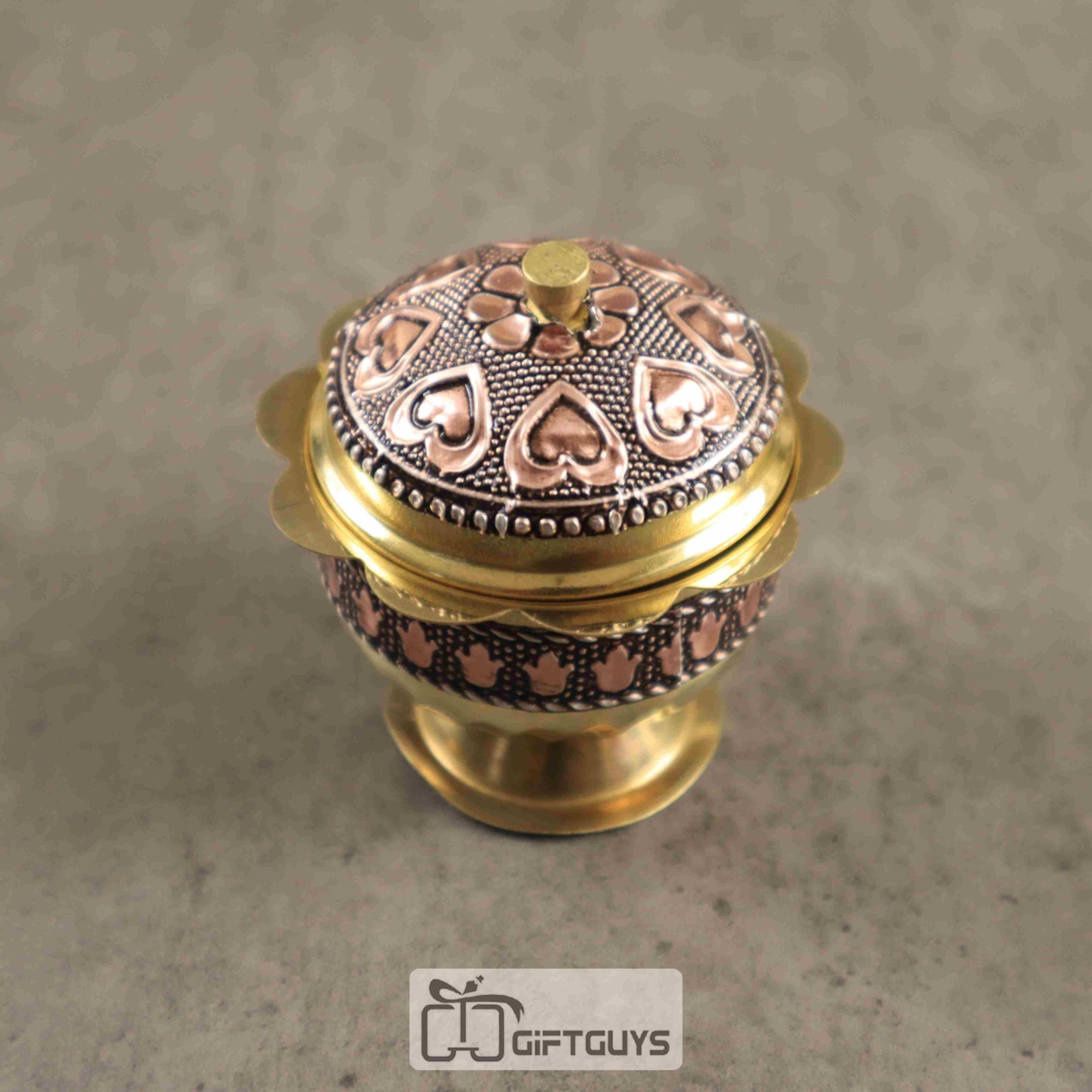 Oxidised Brass Kumkum Box