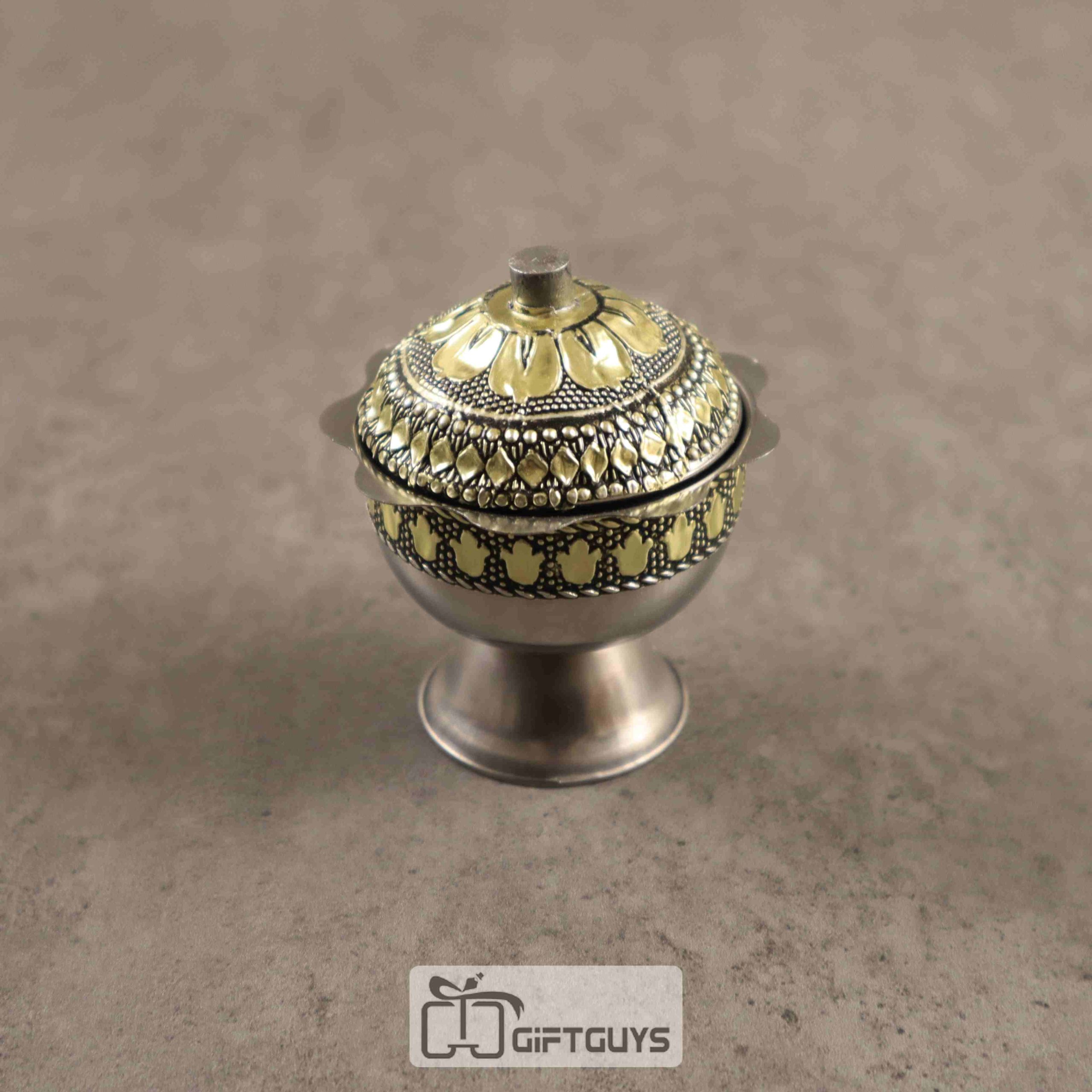 Golden Oxidised Kumkum Box 2 inch