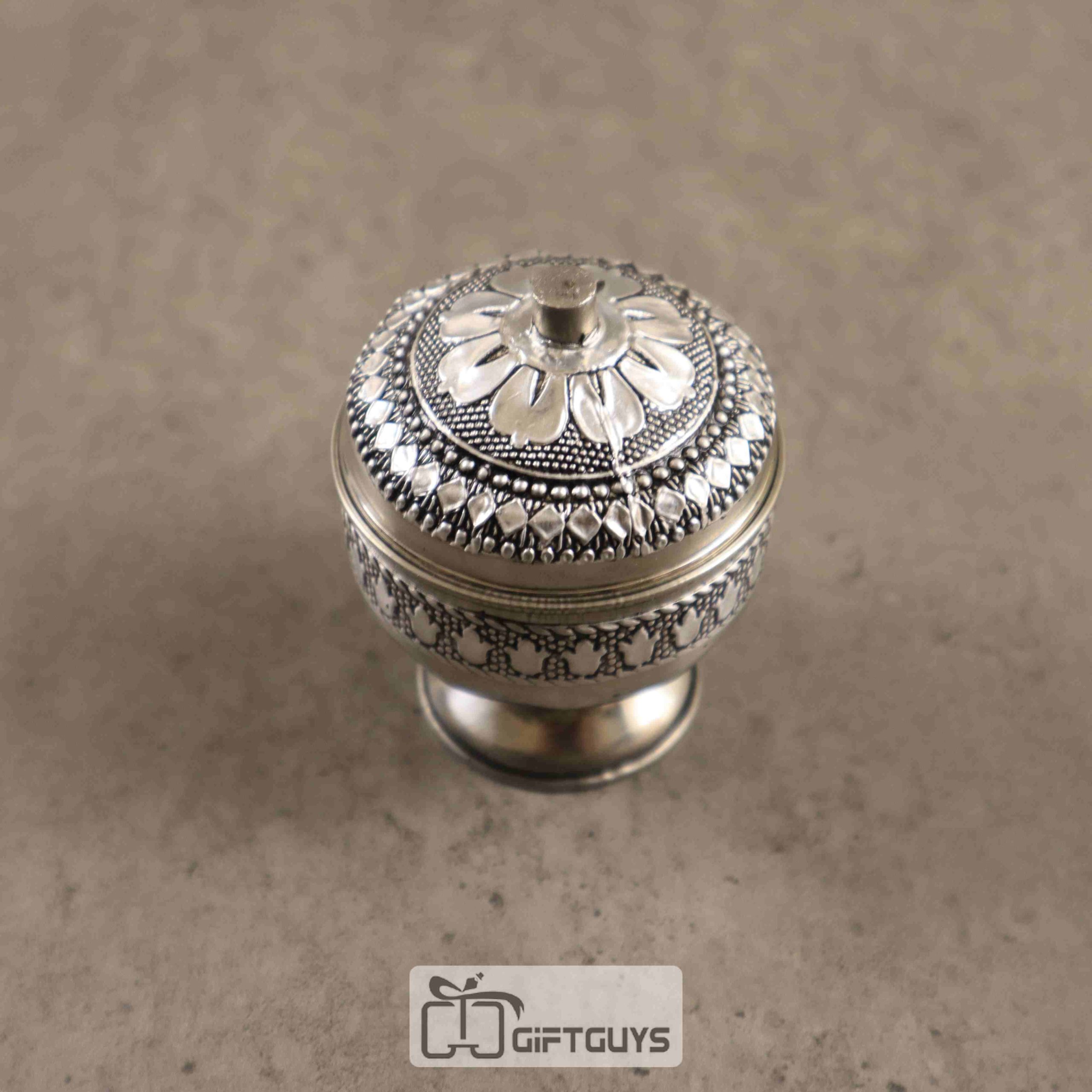 Silver Oxidised Kumkum Box 2 inch