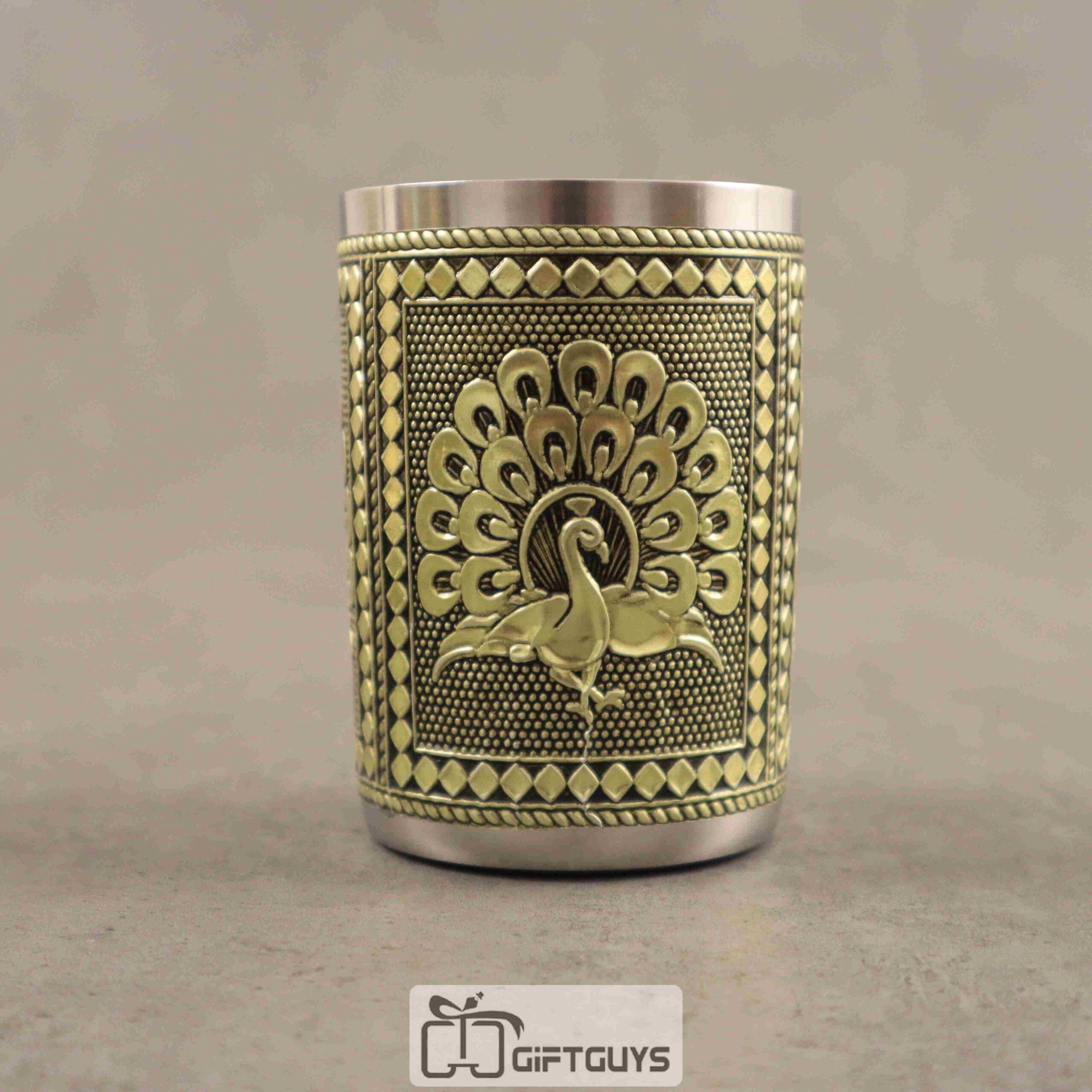 Gold Oxidised Glass Peacock Design