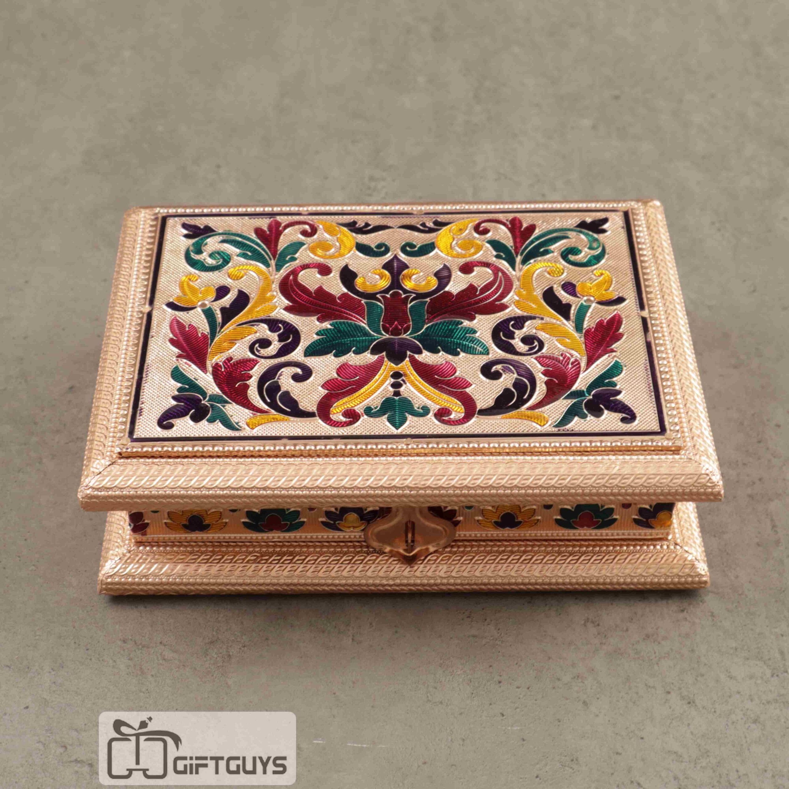 Copper Meenakari Dryfruit Box 8 x 6 inch