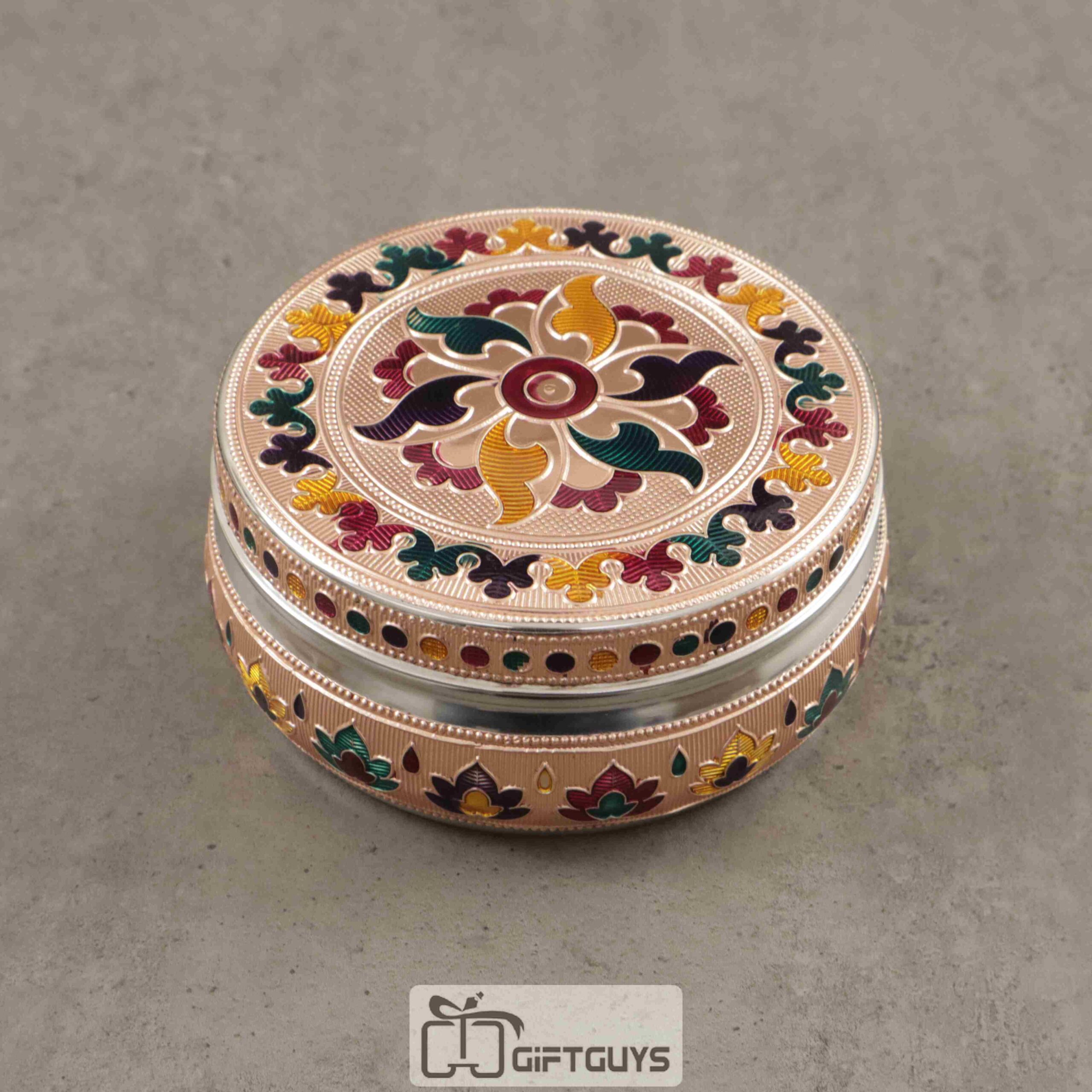 Copper Meenakari Steel Box 5 inch