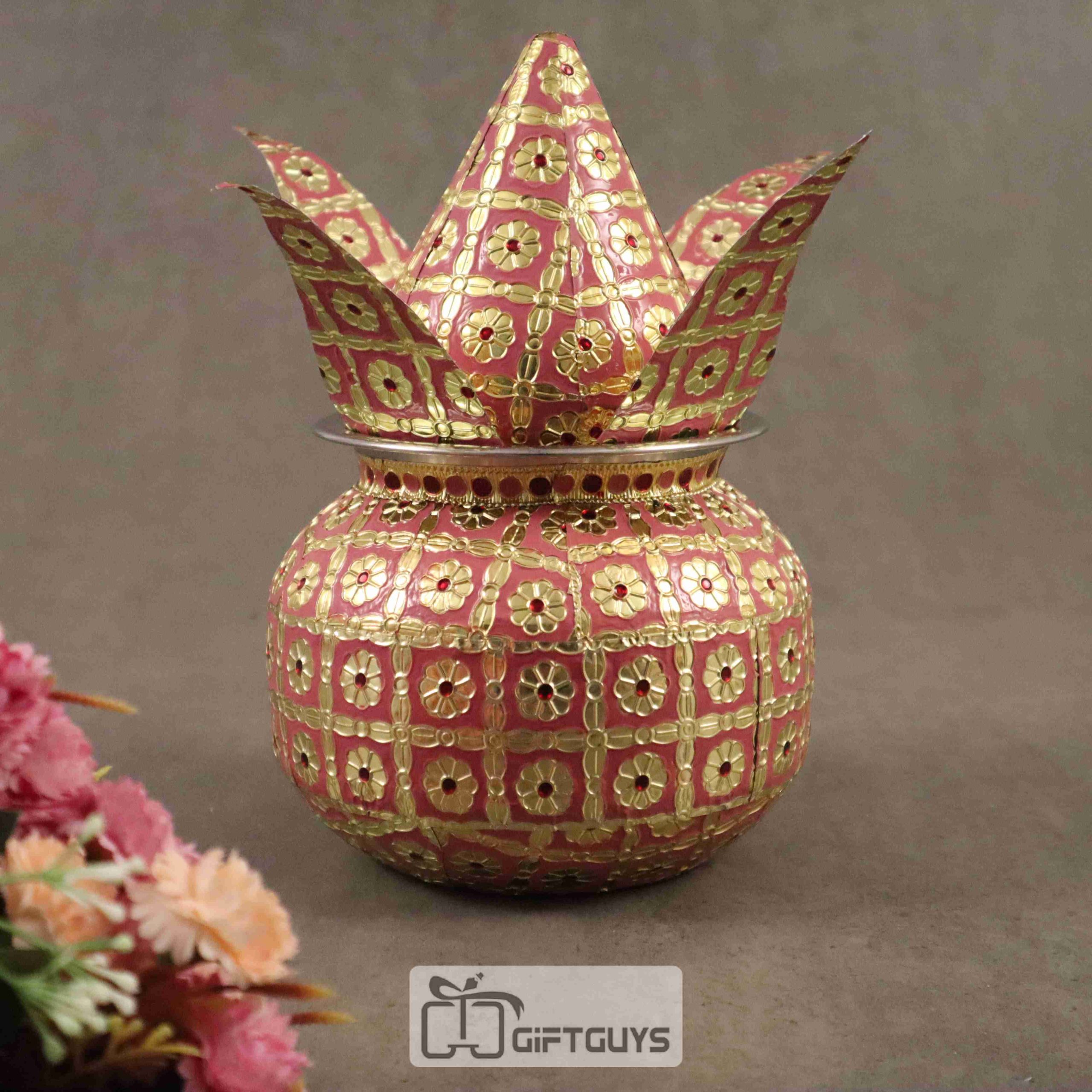 Decorative meenakari light Pink colour Kalash