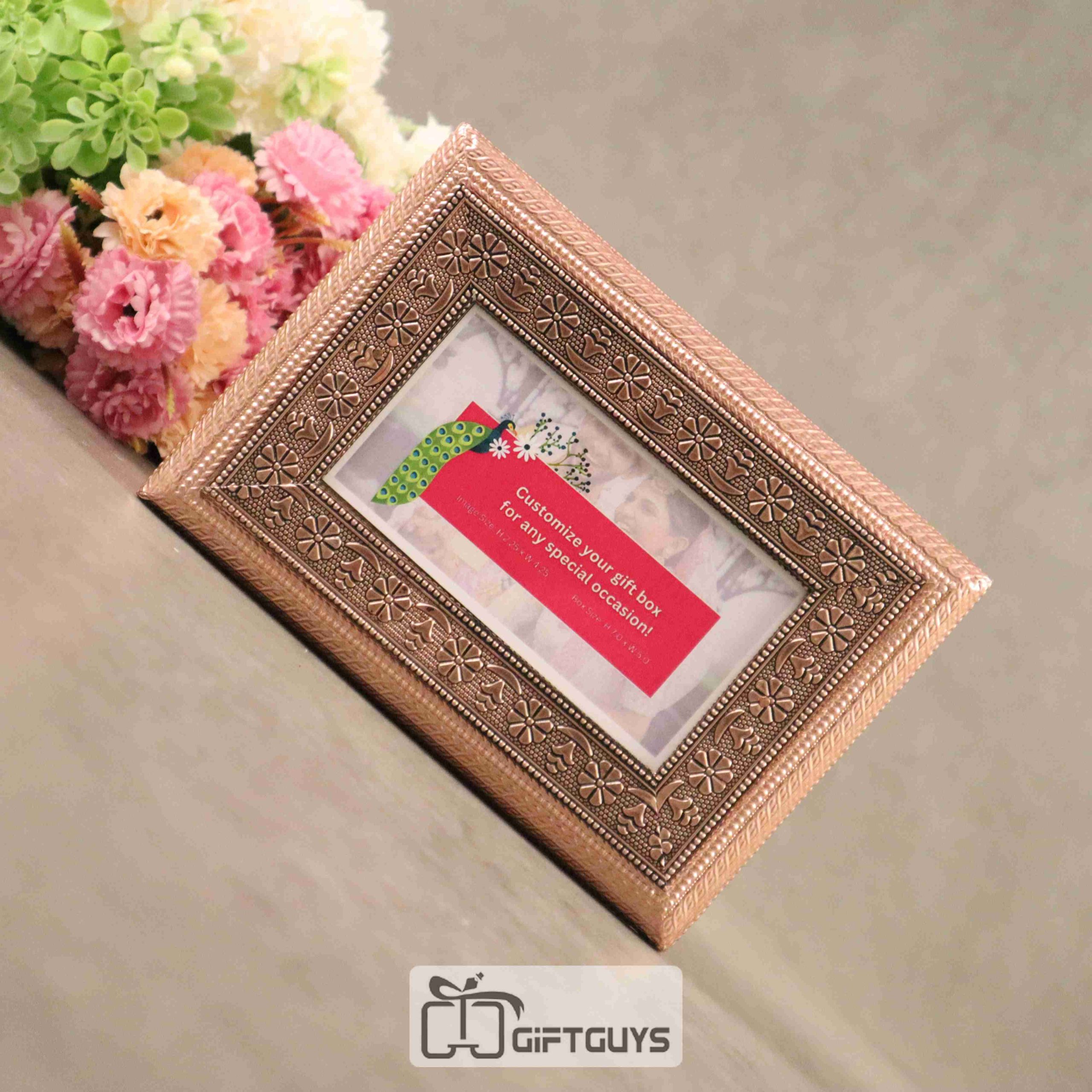Wooden Oxidised customizable photo dryfruit box 7 X 5 inch