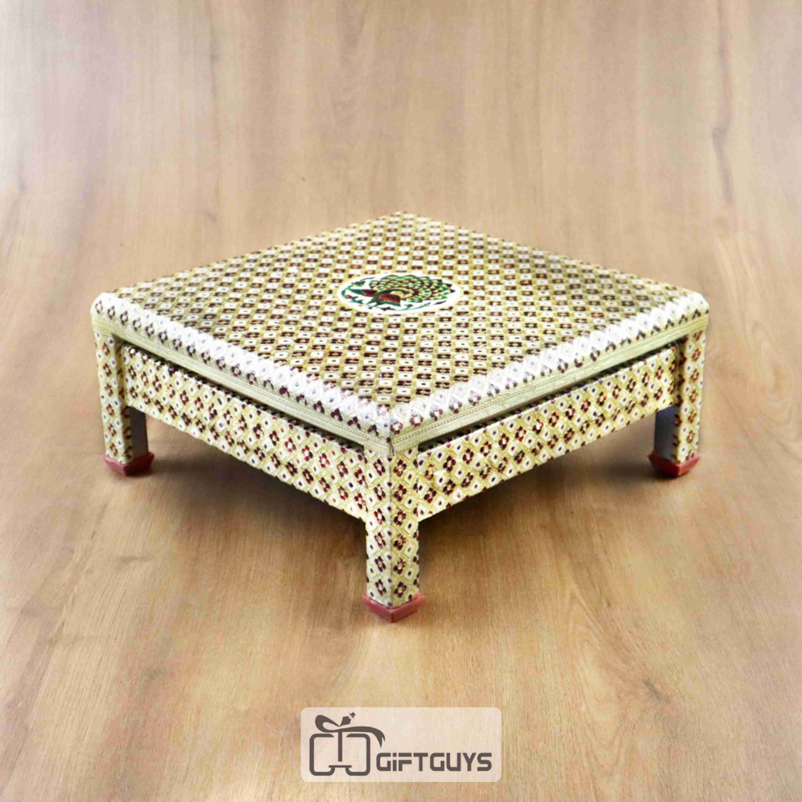 Meenakari SS Pooja Chowki 15 X 15 inch